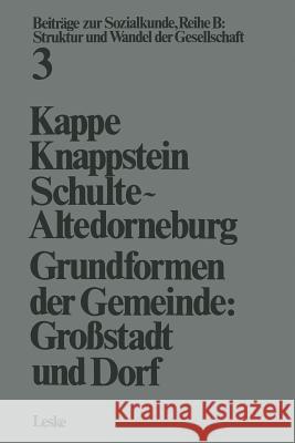 Grundformen Der Gemeinde: Großstadt Und Drof Kappe, Dieter 9783322955081 Vs Verlag Fur Sozialwissenschaften