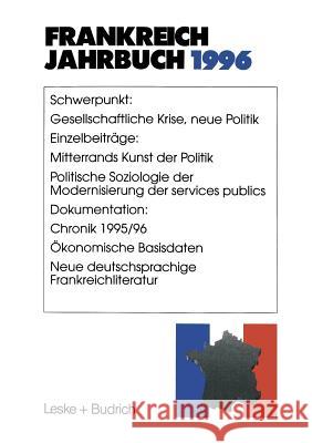 Frankreich-Jahrbuch 1996: Politik, Wirtschaft, Gesellschaft, Geschichte, Kultur Albertin, Lothar 9783322958273 Vs Verlag Fur Sozialwissenschaften