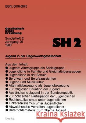 Jugend in Der Gegenwartsgesellschaft Bernhard Schafers 9783322979148 Vs Verlag Fur Sozialwissenschaften