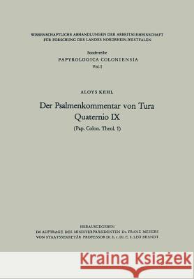 Der Psalmenkommentar Von Tura Aloys Kehl Aloys Kehl 9783322980687 Springer