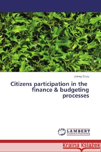 Citizens participation in the finance & budgeting processes Chulu, Jimmy 9783330007628 LAP Lambert Academic Publishing