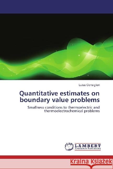 Quantitative estimates on boundary value problems : Smallness conditions to thermoelectric and thermoelectrochemical problems Consiglieri, Luisa 9783330036383