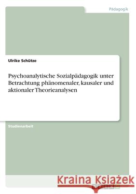 Psychoanalytische Sozialpädagogik unter Betrachtung phänomenaler, kausaler und aktionaler Theorieanalysen Sch 9783346072450 Grin Verlag