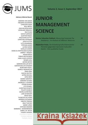 Junior Management Science, Volume 2, Issue 2, September 2017 Junior Management Science E. V. 9783346081643 Grin Verlag
