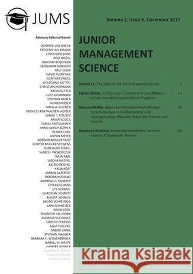 Junior Management Science, Volume 2, Issue 3, December 2017 Junior Management Science E. V. 9783346081650 Grin Verlag