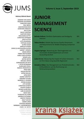 Junior Management Science, Volume 4, Issue 3, September 2019 Junior Management Science E. V. 9783346081735 Grin Verlag