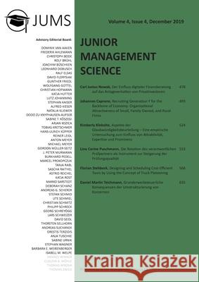 Junior Management Science, Volume 4, Issue 4, December 2019 Junior Management Science E. V. 9783346121462 Grin Verlag