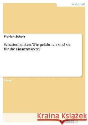 Schattenbanken. Wie gefährlich sind sie für die Finanzmärkte? Florian Scholz 9783346157089 Grin Verlag