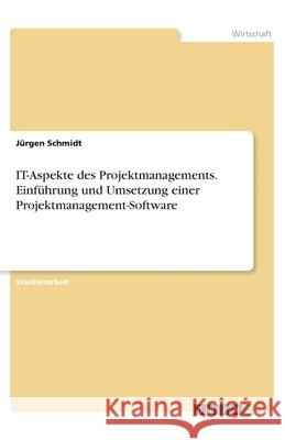 IT-Aspekte des Projektmanagements. Einführung und Umsetzung einer Projektmanagement-Software Schmidt, Jürgen 9783346193988 Grin Verlag