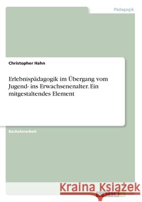 Erlebnispädagogik im Übergang vom Jugend- ins Erwachsenenalter. Ein mitgestaltendes Element Hahn, Christopher 9783346218971 Grin Verlag