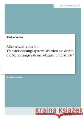 Alleinerziehende im Transferleistungssystem. Werden sie durch die Sicherungssysteme adäquat unterstützt? Vetter, Sabine 9783346311450