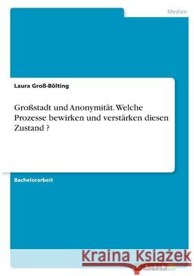 Großstadt und Anonymität. Welche Prozesse bewirken und verstärken diesen Zustand ? Groß-Bölting, Laura 9783346313799 Grin Verlag