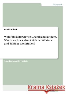 Wohlfühlfaktoren von Grundschulkindern. Was braucht es, damit sich Schülerinnen und Schüler wohlfühlen? Höllein, Katrin 9783346348173