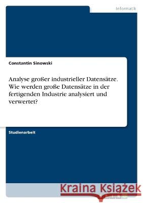 Analyse großer industrieller Datensätze. Wie werden große Datensätze in der fertigenden Industrie analysiert und verwertet? Sinowski, Constantin 9783346701039