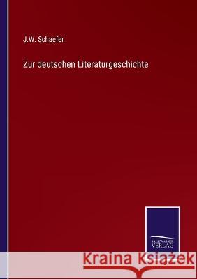 Zur deutschen Literaturgeschichte J W Schaefer 9783375000561 Salzwasser-Verlag