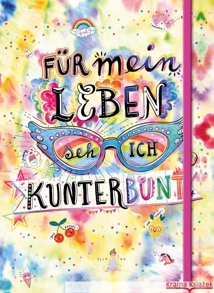 Für mein Leben seh ich kunterbunt (Notizbuch No. 2 Emma Flint). DIN A5 punktkariert mit farbiger Einstecktasche, Lesebändchen und Verschlussgummi Flint, Emma 9783401607078 Arena