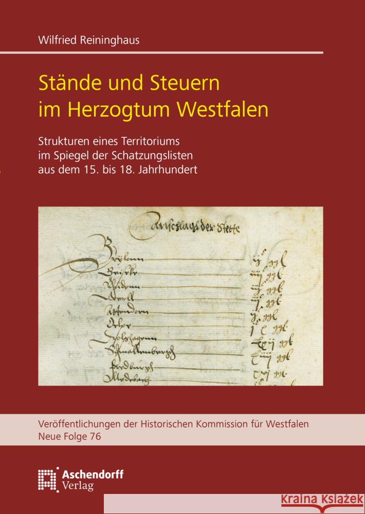 Stände und Steuern im Herzogtum Westfalen Reininghaus, Wilfried 9783402151549