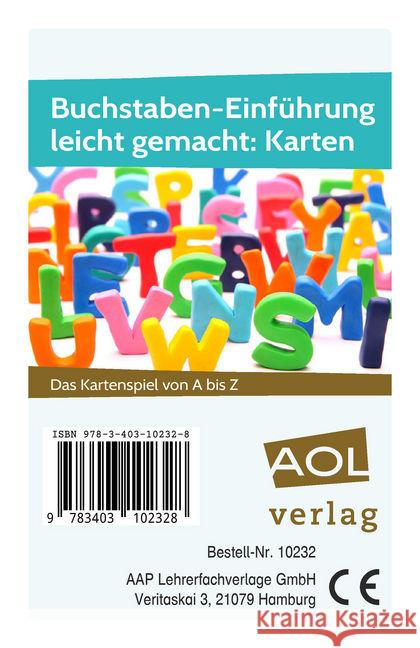 Buchstaben-Einführung leicht gemacht: Karten : Das Kartenspiel von A bis Z (1. Klasse) Weiß, Gudrun 9783403102328