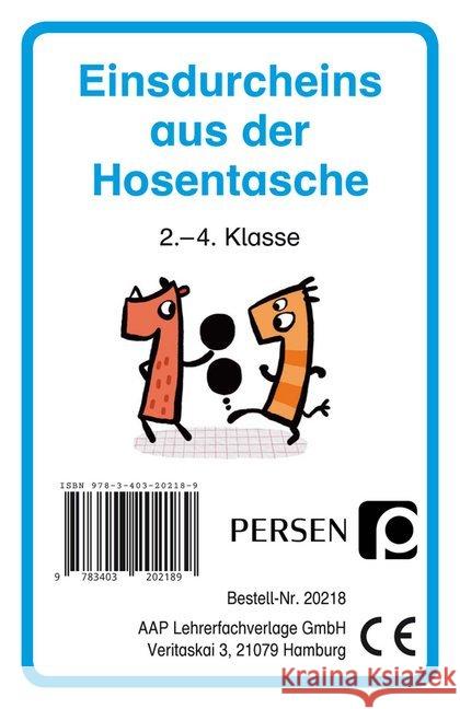 Einsdurcheins aus der Hosentasche, Kartenspiel : 2. bis 4. Klasse Kirschbaum, Klara; Welfenstein, Luise 9783403202189 Persen Verlag in der AAP Lehrerfachverlage Gm