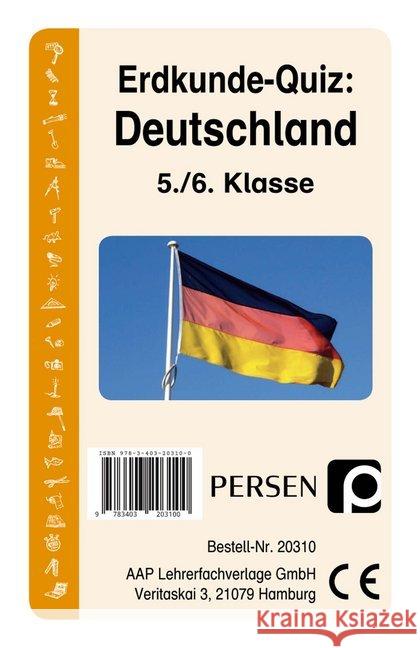 Erdkunde-Quiz: Deutschland (Kartenspiel) : 5. und 6. Klasse Kirschbaum, Klara; Welfenstein, Luise 9783403203100 Persen Verlag in der AAP Lehrerfachverlage Gm