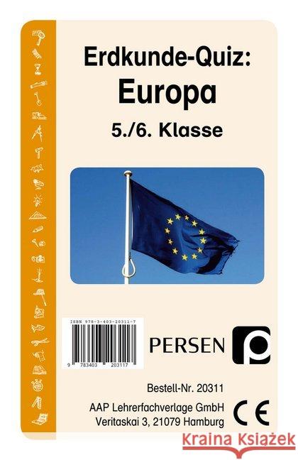 Erdkunde-Quiz: Europa (Kartenspiel) : 5. und 6. Klasse Kirschbaum, Klara; Welfenstein, Luise 9783403203117 Persen Verlag in der AAP Lehrerfachverlage Gm