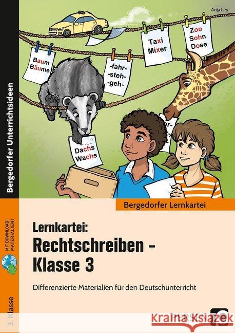 Lernkartei: Rechtschreiben - Klasse 3 : Differenzierte Materialien für den Deutschunterricht. Mit Download-Materialien Ley, Anja 9783403203414