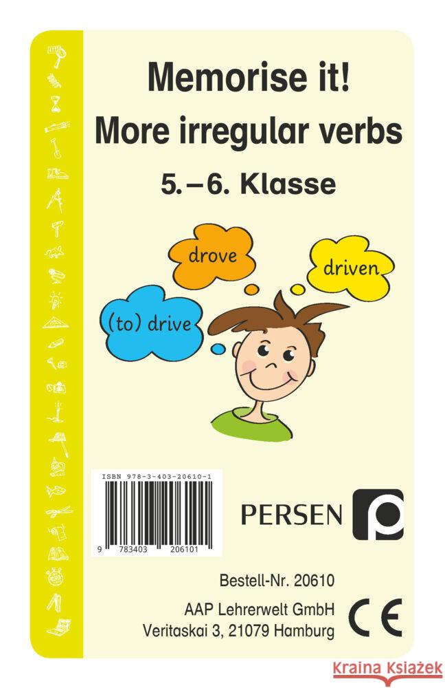 Memorise it! More irregular Verbs : 5. und 6. Klasse Finkenstein, Josephine 9783403206101 Persen Verlag in der AAP Lehrerwelt