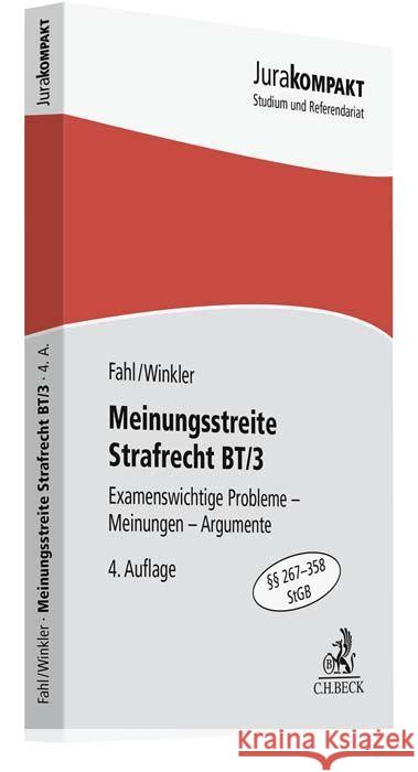 Meinungsstreite Strafrecht BT/3 Fahl, Christian, Winkler, Klaus 9783406797767 Beck Juristischer Verlag