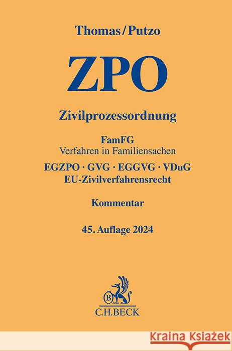 Zivilprozessordnung Thomas, Heinz, Putzo, Hans, Reichold, Klaus 9783406815300