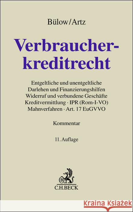 Verbraucherkreditrecht Bülow, Peter, Artz, Markus 9783406824210