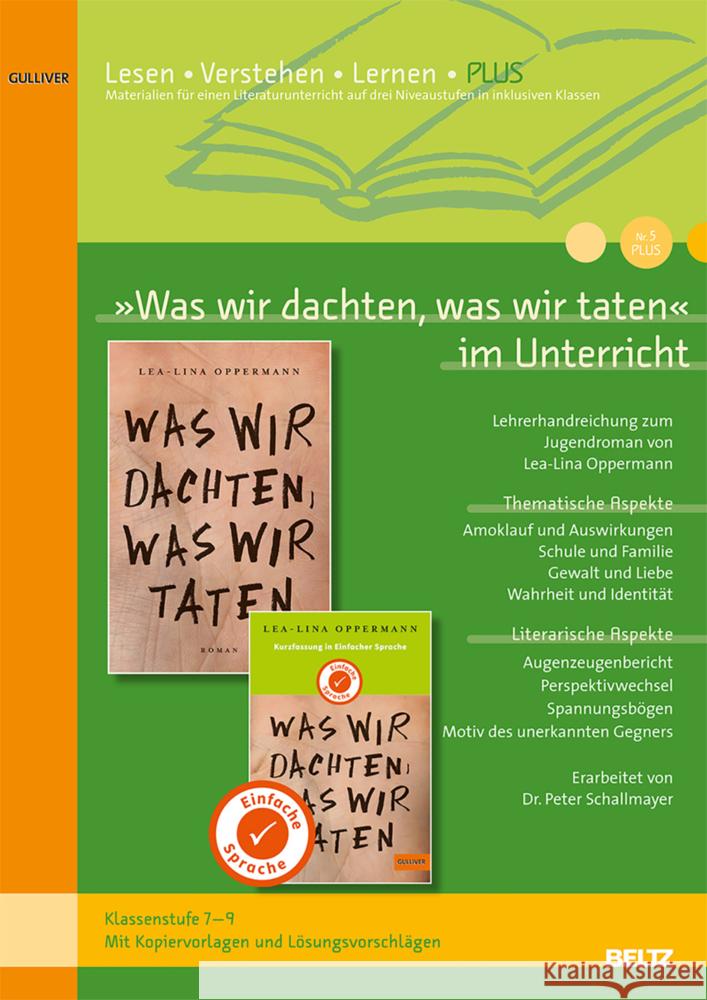 »Was wir dachten, was wir taten« im Unterricht PLUS Schallmayer, Peter 9783407720115 Beltz