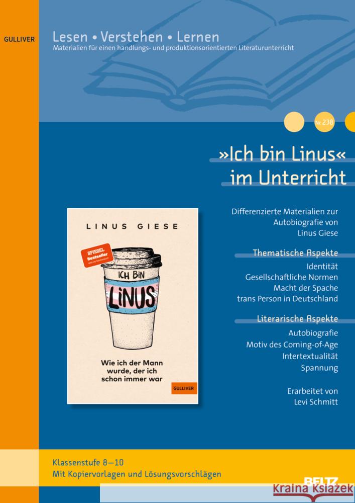 »Ich bin Linus« im Unterricht Schmitt, Levi 9783407824219 Beltz