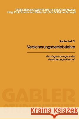 Vermögensanlage in Der Versicherungswirtschaft Von Bargen, Malte 9783409007818 Gabler Verlag