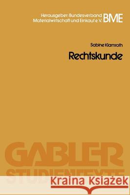 Rechtskunde Sabine Klamroth 9783409017008 Gabler Verlag