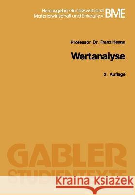 Wertanalyse Franz Heege 9783409026369