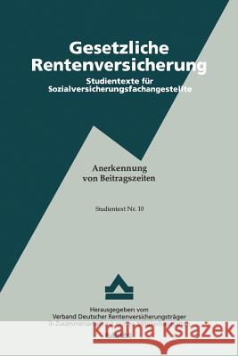 Anerkennung Von Beitragszeiten Werner Fohlinger 9783409029605 Gabler Verlag