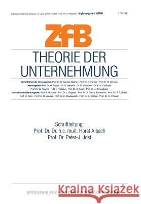 Theorie Der Unternehmung Horst Albach Peter-J Jost Horst Albach 9783409118835 Springer