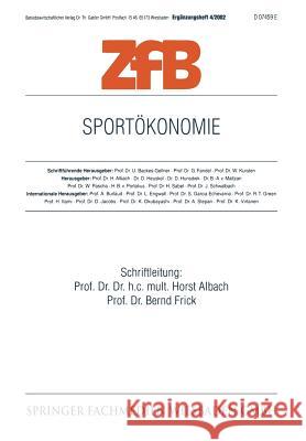 Sportökonomie Albach, Horst 9783409122825 Gabler Verlag