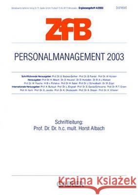 Personalmanagement 2003 Horst Albach 9783409124140 Gabler Verlag