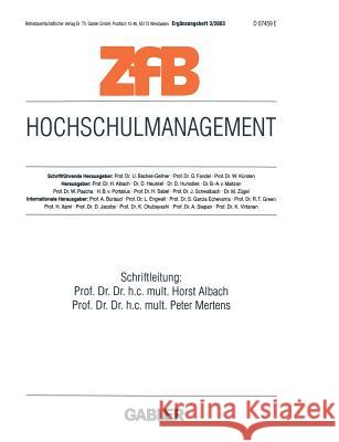 Hochschulmanagement Horst Albach Peter Mertens 9783409124157