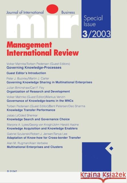 Governing Knowledge-Processes Mahnke, Volker 9783409124942 Gabler