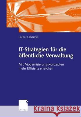 It-Strategien Für Die Öffentliche Verwaltung: Mit Modernisierungskonzepten Mehr Effizienz Erreichen Ulschmid, Lothar 9783409124980 Gabler Verlag