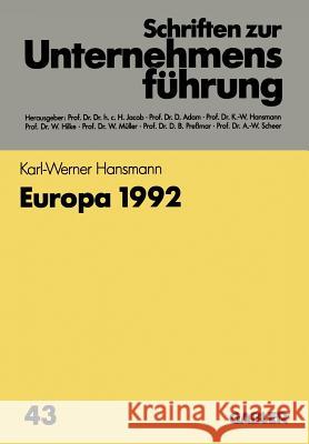 Europa 1992 Karl-Werner Hansmann 9783409132091 Gabler Verlag