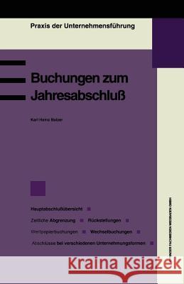 Buchungen Zum Jahresabschluß Balzer, Karlheinz 9783409135207 Gabler Verlag