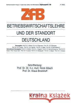 Betriebswirtschaftslehre Und Der Standort Deutschland Brockhoff, Klaus M. 9783409137706 Gabler Verlag