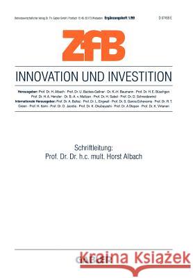 Innovation Und Investition Albach, Horst 9783409139588 Gabler Verlag