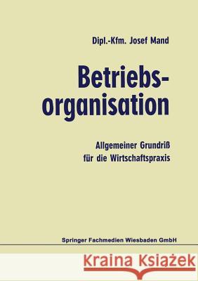 Betriebsorganisation: Allgemeiner Grundriß Für Die Wirtschaftspraxis Mand, Josef 9783409311014 Gabler Verlag