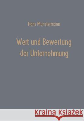 Wert Und Bewertung Der Unternehmung Hans Meunstermann Hans Munstermann 9783409329521 Gabler Verlag