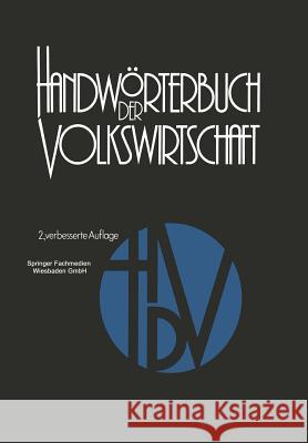 Handwörterbuch Der Volkswirtschaft Adam, Hermann 9783409602723 Gabler Verlag