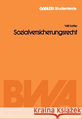 Sozialversicherungsrecht Willi Sattler 9783409642316 Springer